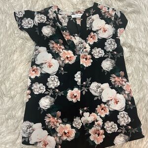 Calvin Klein Black Floral Short Sleeve Blouse